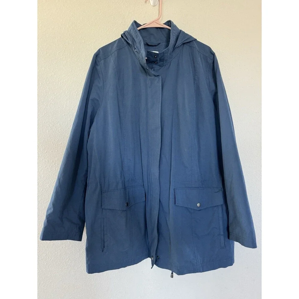 J. Jill Women’s Slate Blue Anorak Jacket Size XL Drawstring Casual Utility